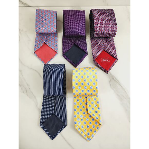 Lot High End Ties Men Hermes Anderson Sheppard Brioni Huntsman Stefano Ricci x5 - Picture 1 of 16
